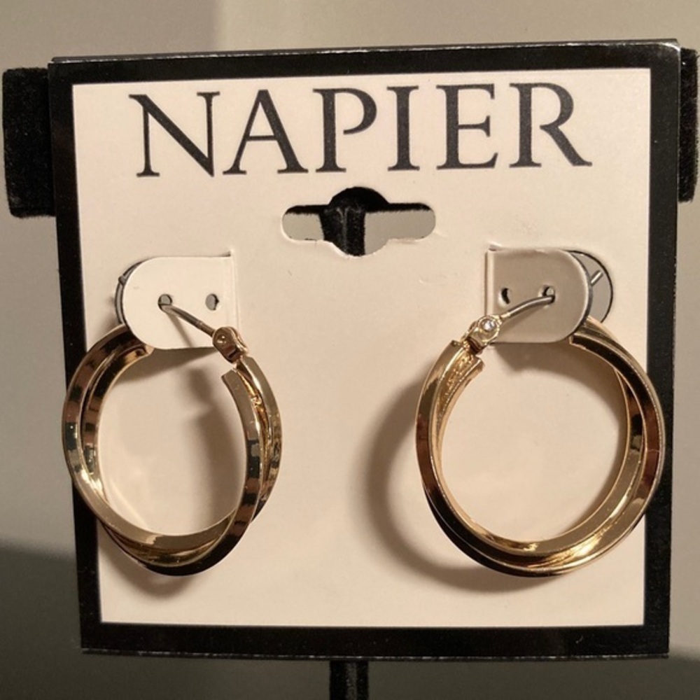 Napier Twisted Gold Hoop Earrings